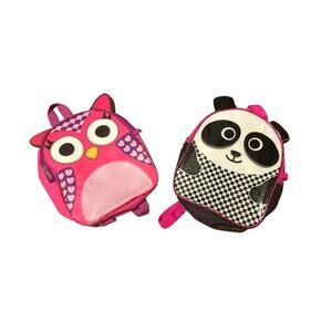 Kids Backpacks Lot of 2 Owl Panda Adjustable Straps